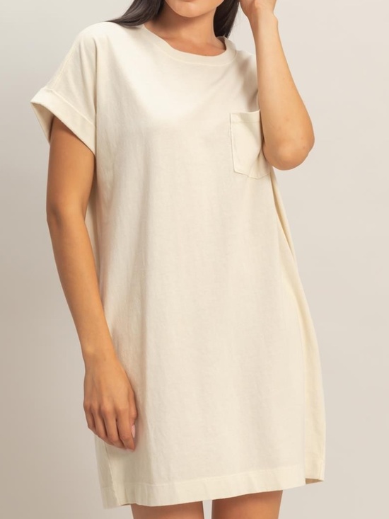 Tops - 327 - Cotton Tshirt Dress in Cream